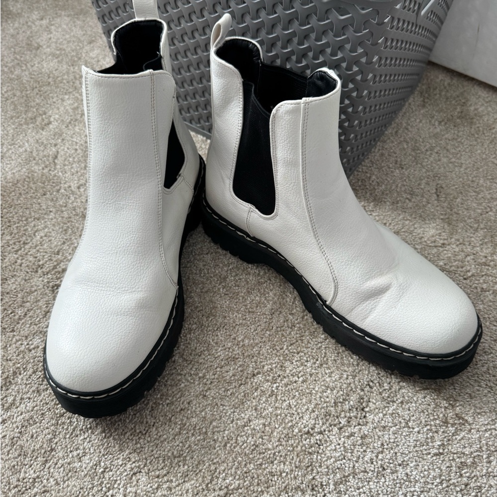White Leather Chelsea Boots
